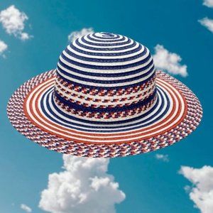 Striped Kids Sun Hat - Blue, Red, and White